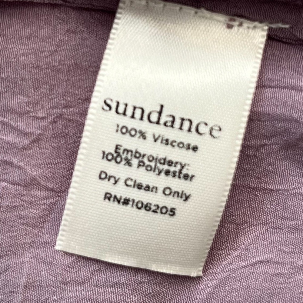 Sundance Ayla Purple Floral Embroidered V Neck Crinkle Shift Dress Womens XS - Picture 13 of 13